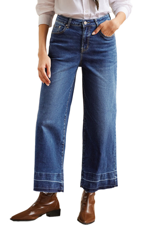Raw Hem High Waist Straight Leg Loose Jeans